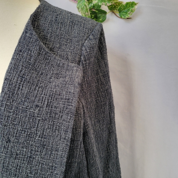 Eileen Fisher Shale Tencel Stretch Jacquard Jacket Charcoal Gray L - Picture 10 of 13